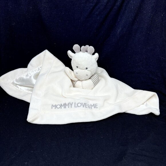 Carters Giraffe Cow Mommy Loves Me Plush Lovey Toy White Gray Security Blanket - Picture 5 of 10